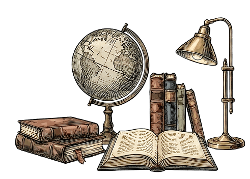 Vintage books and a globe